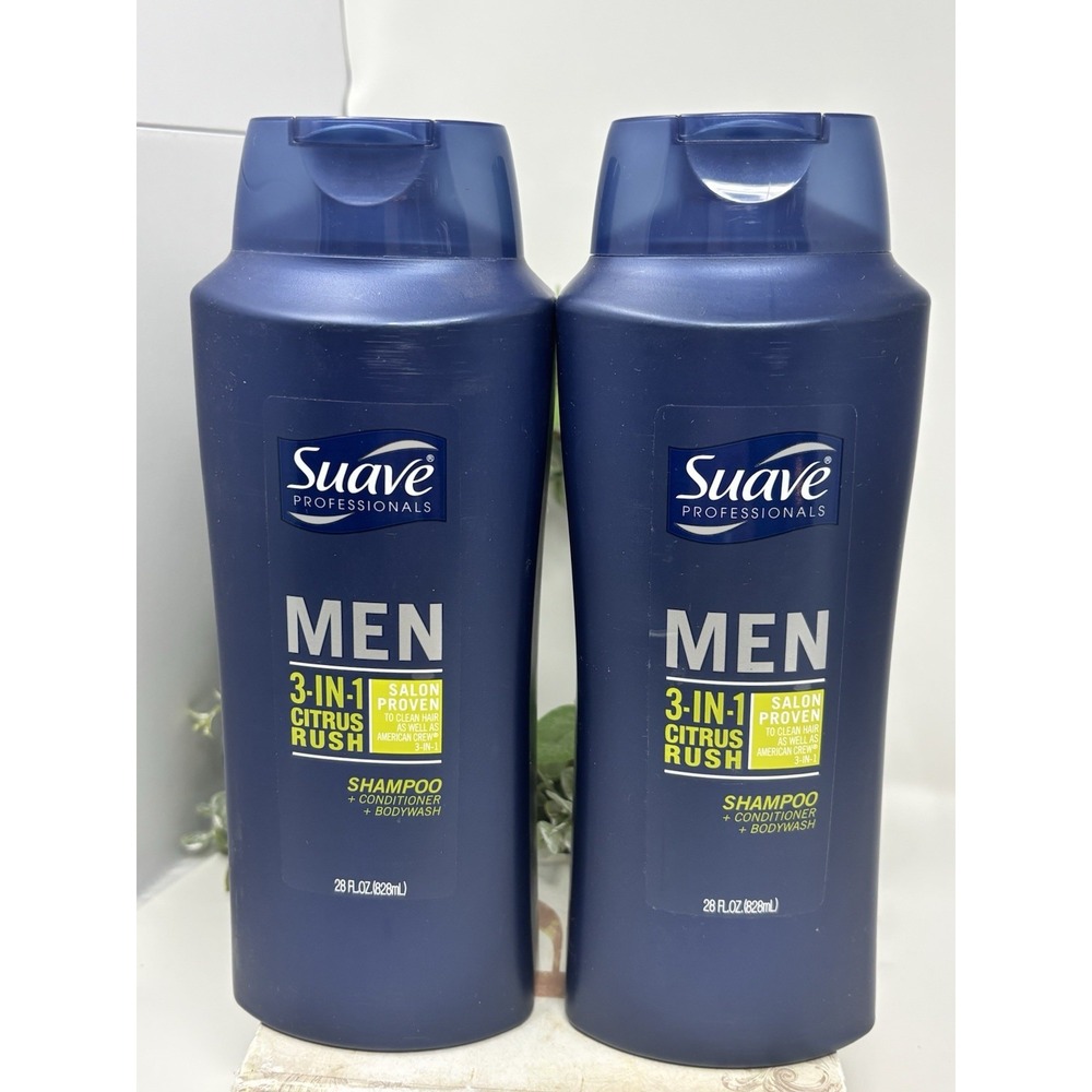 2 Suave Professionals Men 3 in 1 CITRUS RUSH Shampoo &‎ Conditioner & Body Wash